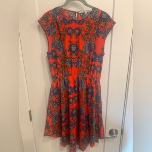 Red floral summer / cocktail dress